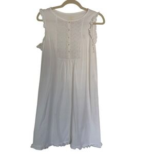 Lauren Ralph Lauren White Short Nightgown Small Ruffles Eyelet Lace Whimsi Fairy